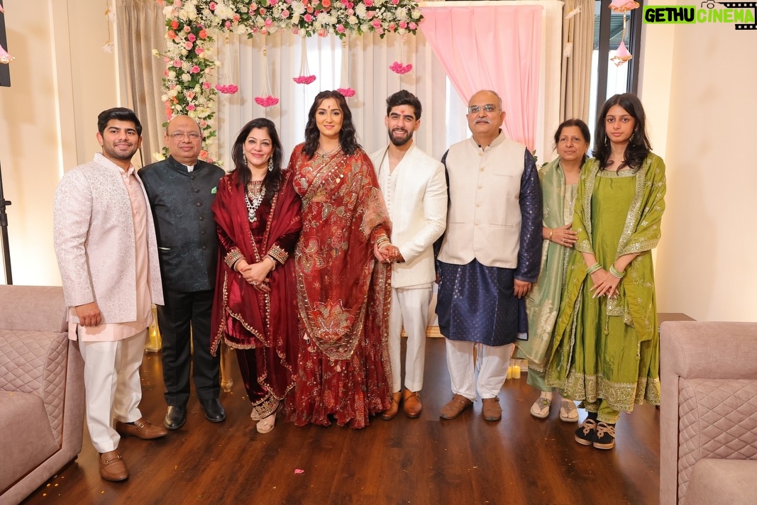 Srishti Jain - 45.5K Likes - Right here on this very platform our story began , and here we are announcing the beginning of our forever! Surrounded by love, laughter, family and friends. 

Our hearts are so so full! It still feels surreal! 

PS - I cannot wait to marry you my baby! 
I love you to the moon and back!

Srishti’s outfit - @gaiabyarchie