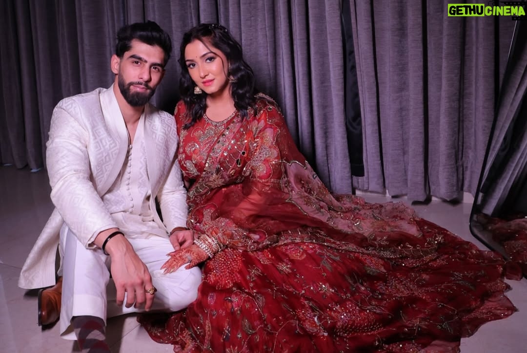 Srishti Jain - 45.5K Likes - Right here on this very platform our story began , and here we are announcing the beginning of our forever! Surrounded by love, laughter, family and friends. 

Our hearts are so so full! It still feels surreal! 

PS - I cannot wait to marry you my baby! 
I love you to the moon and back!

Srishti’s outfit - @gaiabyarchie