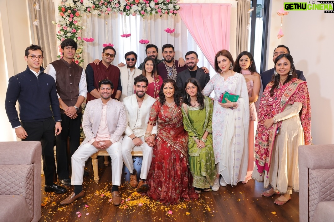 Srishti Jain - 45.5K Likes - Right here on this very platform our story began , and here we are announcing the beginning of our forever! Surrounded by love, laughter, family and friends. 

Our hearts are so so full! It still feels surreal! 

PS - I cannot wait to marry you my baby! 
I love you to the moon and back!

Srishti’s outfit - @gaiabyarchie