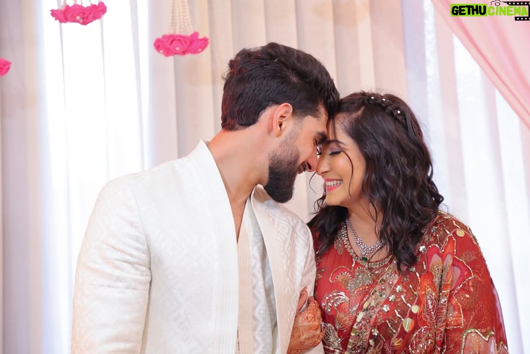 Srishti Jain - 45.5K Likes - Right here on this very platform our story began , and here we are announcing the beginning of our forever! Surrounded by love, laughter, family and friends. 

Our hearts are so so full! It still feels surreal! 

PS - I cannot wait to marry you my baby! 
I love you to the moon and back!

Srishti’s outfit - @gaiabyarchie