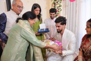 Srishti Jain Instagram - Right here on this very platform our story began , and here we are announcing the beginning of our forever! Surrounded by love, laughter, family and friends. 

Our hearts are so so full! It still feels surreal! 

PS - I cannot wait to marry you my baby! 
I love you to the moon and back!

Srishti’s outfit - @gaiabyarchie