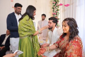 Srishti Jain Instagram - Right here on this very platform our story began , and here we are announcing the beginning of our forever! Surrounded by love, laughter, family and friends. 

Our hearts are so so full! It still feels surreal! 

PS - I cannot wait to marry you my baby! 
I love you to the moon and back!

Srishti’s outfit - @gaiabyarchie