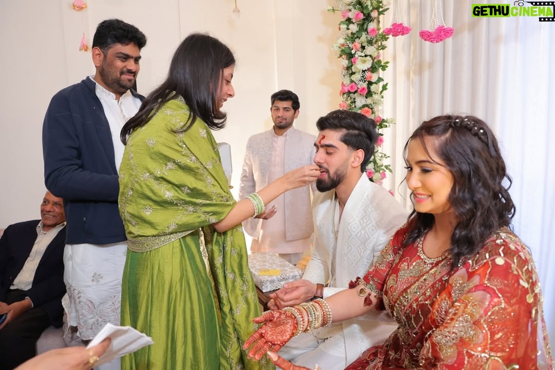 Srishti Jain - 45.5K Likes - Right here on this very platform our story began , and here we are announcing the beginning of our forever! Surrounded by love, laughter, family and friends. 

Our hearts are so so full! It still feels surreal! 

PS - I cannot wait to marry you my baby! 
I love you to the moon and back!

Srishti’s outfit - @gaiabyarchie