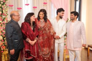 Srishti Jain Instagram - Right here on this very platform our story began , and here we are announcing the beginning of our forever! Surrounded by love, laughter, family and friends. 

Our hearts are so so full! It still feels surreal! 

PS - I cannot wait to marry you my baby! 
I love you to the moon and back!

Srishti’s outfit - @gaiabyarchie