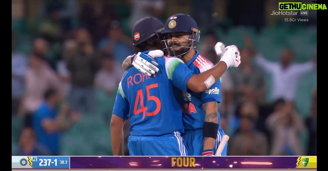 Surveen Chawla - 99.7K Likes - Silence please ! 
Champions Rise…. 
They always do!
And so they did! @rohitsharma45 @virat.kohli 
 
That’s  #Roko 🇮🇳 for you