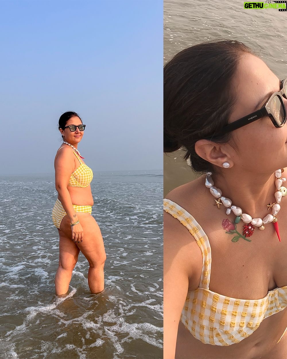 Swastika Mukherjee - 129K Likes - This is a body that has lived. Carried a child, work, care, grief, pleasure, politics, resistance. A body that didn’t retire when society told it to disappear. A body that still claims water, sun, space. If this makes anyone uncomfortable, good.
Growing older is not the problem. The problem is a culture terrified of women who stop seeking permission.
Let the sea make us more resilient, teach us perseverance. Let the water hold. 
Happy 45th my favourite woman ❤️ 
Cheers to cellulite thighs, pigmented skin, a body flawed by age. 
I love you.