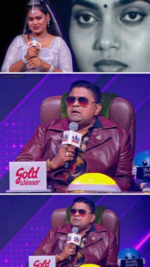 Vishnu Priya Instagram - Thank u 💫 @vijaytelevision & @super_singer_season_8 for this tribute for our legendary silksmitha mam @silk round retro style performance #remembering
silk Smitha mam💫❤️
