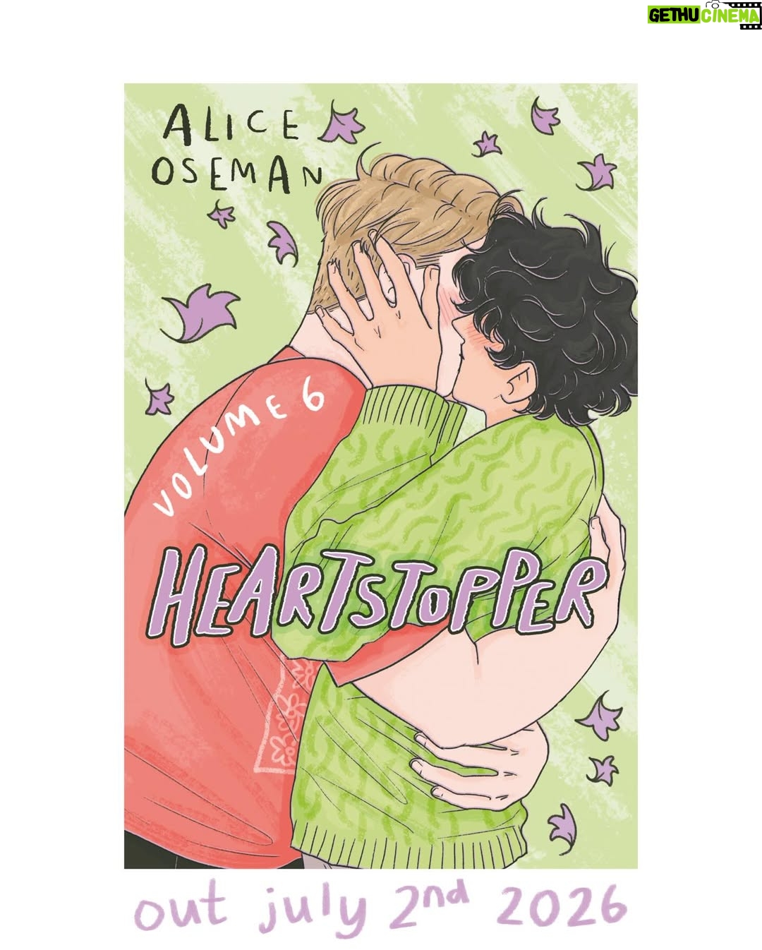 Alice Oseman - 467.7K Likes - Introducing the cover of HEARTSTOPPER VOLUME 6, the final volume of Heartstopper 🍂💚

Drawing and designing this cover while knowing it’s the last one was toughhhhhh. There were many different avenues I explored, but a kiss always felt like the right choice. Now the set is complete. A COMPLETE SERIES! A SIX BOOK SERIES!

🍂 Everyone in school knows Nick and Charlie. Everyone knows they’re going to be together forever. But Charlie’s busy with his bid to become head boy. And while Nick is preparing to leave for uni, he’s starting to wonder who he’ll be... without Charlie. 🍂

It’s out from July 2nd!! Pre-orders are open now!!