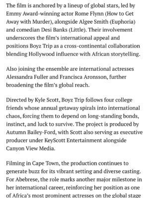 Ama K. Abebrese Instagram - We’re glad to have @ama_k_abebrese as a part of our amazing international cast for @boyztripmovie - Shout out to Ameyaw Debrah for the feature.  Stay Tuned!