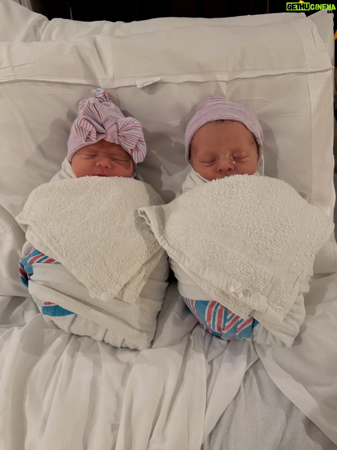 Amanda Cerny - 620.4K Likes - We are over the moon to officially introduce you to Klaus and Annabelle 🩷💙💐 - love always, Mama and Papa 🥰😍🎉
