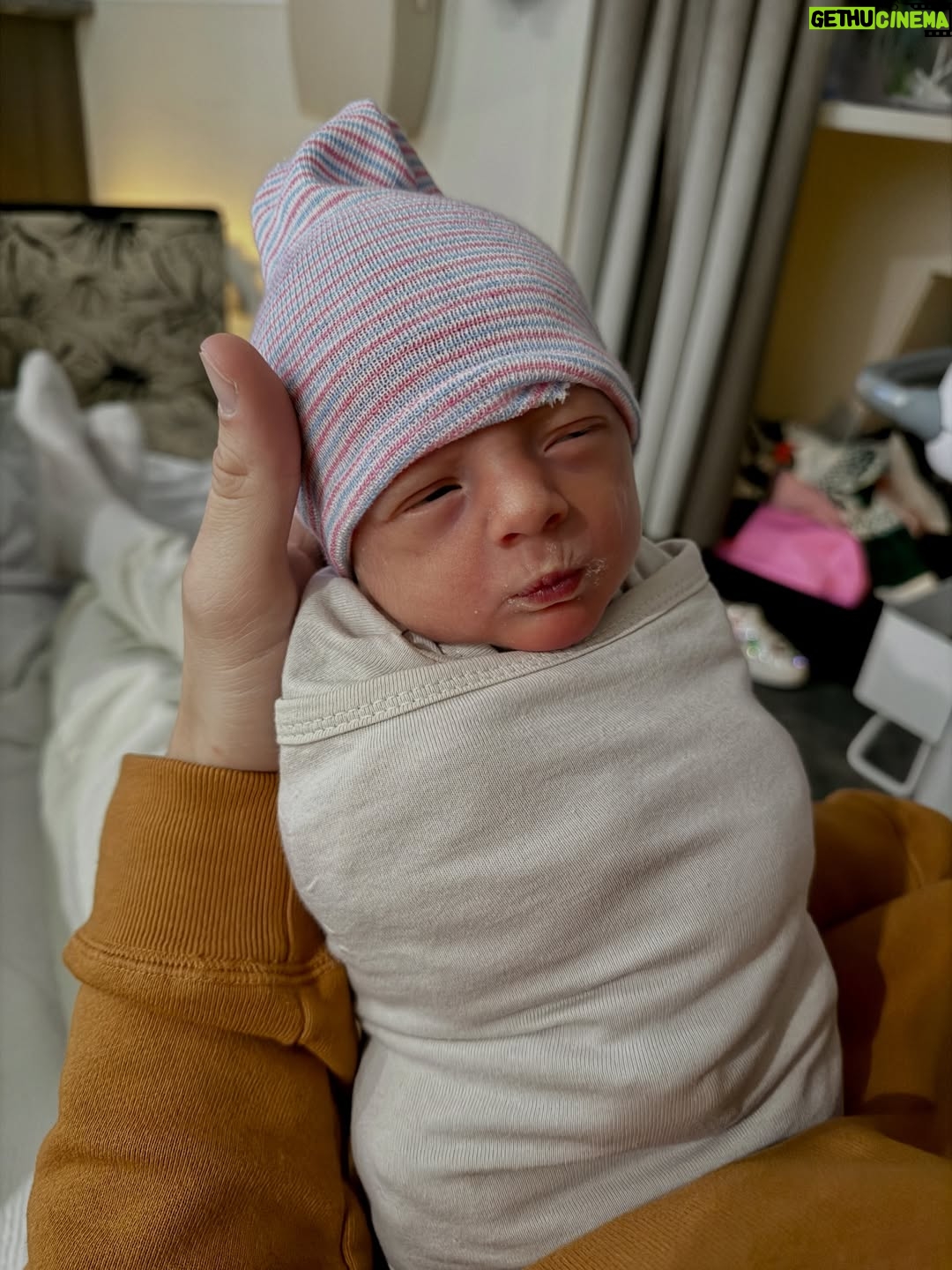 Amanda Cerny - 620.4K Likes - We are over the moon to officially introduce you to Klaus and Annabelle 🩷💙💐 - love always, Mama and Papa 🥰😍🎉