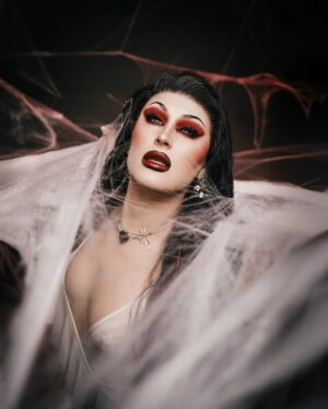 Amanda Tori Meating Instagram - Aching to move, but you’re caught in my web 🕷️🩸🕸️ 

Photos and webs by @seekaxiom and hair is a @bitchcraft custom humanka ❤️‍🔥

#drag #amandatorimeating #kissofthespiderwoman #jlo #dragrace #rpdr