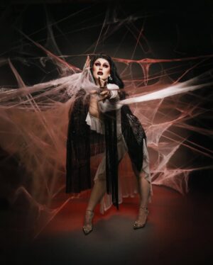 Amanda Tori Meating Instagram - Aching to move, but you’re caught in my web 🕷️🩸🕸️ 

Photos and webs by @seekaxiom and hair is a @bitchcraft custom humanka ❤️‍🔥

#drag #amandatorimeating #kissofthespiderwoman #jlo #dragrace #rpdr