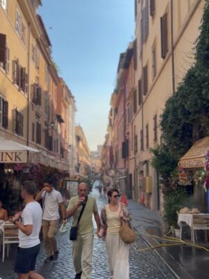 Amina Khalil Instagram - Do you remember the incredible summer trip to italy ? 
Well, lets just say i saved the best for last… I looked through hundreds of pictures and this is just a snippet (because nothing will do it justice) of the incredible stay in: ROME ♥️ 

Rome is one of the MOST beautiful cities in this entire world. 
Its magical for anyone who truly gets to experience it. And I am so lucky that @anantarapalazzonaiadi took us in for a few days.. my experience there was so special, so elegant and chic, so comfortable and personalized - it was TRULY the tiramisu of our trip! 

Rome was alllll about FOOD. 
And the food is insane! 😍
Seen by Olivier - easily one of the TOP restos on our trip to italy. Highly recommend dinner there the rooftop is stunning. @seen_byolivierrome 
Ineo fine dining (congratulations on the michelin star!) @ineorestaurant 
And ofcourse our Spice Spoons experience at Anantara: our personal cooking class with Chef Tiziano Noro who taught us how to make a proper pasta Arrabiatta and finally nailed a true italian Caccio e Pepe ! ⭐️🍝 (Zaatar is officially a pro by now) 

Tutto bene ! 🤍🇮🇹 

@dashconsultancy @minorhotels