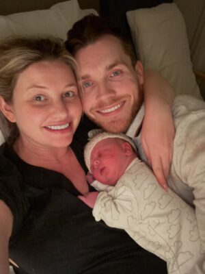 Amy Hart Instagram - Another Beautiful Boy To Love 💙 

He is just gorgeous and we are so in love already! Fortunately, our day walking around the farm may have brought him early, as at 8lbs 6, not sure three more weeks were needed 🫣😂. Stanley is completely besotted with his little brother and can’t wait for him to join his Basketball team🥹So much to catch you all up on, as always it’s never drama free! Sam, Amy, Stanley and……NoNameYet xxx