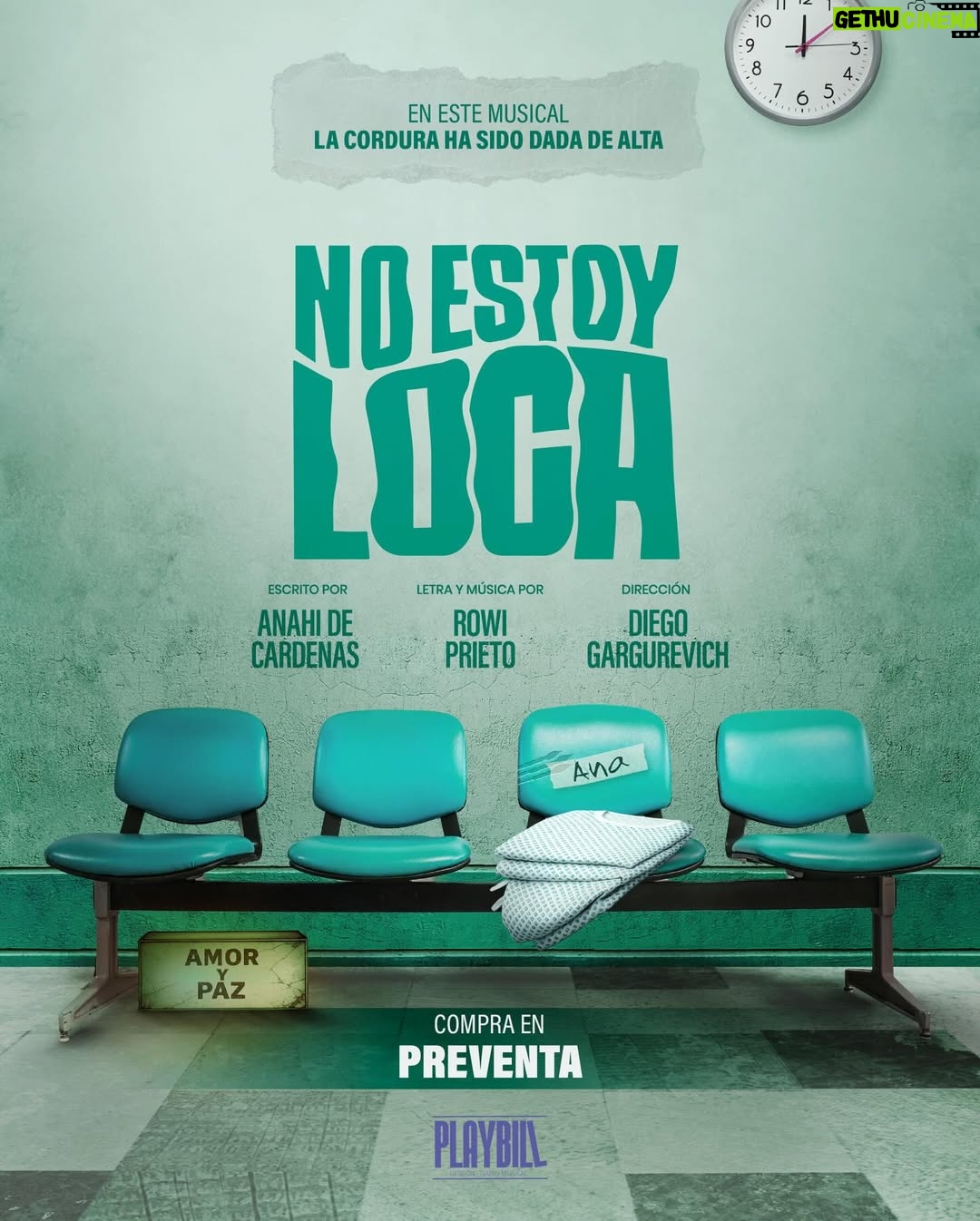 Anahí de Cardenas - 1.2K Likes - Ana no está loca.
O al menos eso dice ella.

Internada en el psiquiátrico Amor y Paz, se cruzará con personajes tan intensos como entrañables, que la acompañarán —o la empujarán— en este extraño tránsito entre diagnósticos y verdades a medias.

Con terapias delirantes, canciones explosivas y recuerdos que no terminan de encajar, Ana deberá enfrentar una pregunta incómoda: ¿está realmente enferma… o simplemente ve el mundo con demasiada claridad?

✨
Un musical original sobre identidad, verdad y esa lucha íntima por ser libre.

⸻

🎭 Elenco:
Anahí De Cárdenas @anahidec 
Ana Cecilia Nateri @anacecilianatteri 
Andrés Salas @andressalasl 
Juan Carlos Rey De Castro @juancarlosreydecastro 
Miguel Álvarez @miguealvarezram 
Ximena Palomino @ximenapalominof 
Sebastián Ramos @sebastian_ramosm 
Rowi Prieto @rowidenuevo 
Vanessa Escudero @vanessa_escudero 
Vera Pérez- Luna @veraperezluna 

⸻

🎼 Equipo Creativo:
Musical escrito por Anahi de Cardenas
Música y letra de Rowi Prieto
Dirección de Diego Gargurevich @dgargurevich 
Arreglos y producción musical de Marcial Rey Salpietro y Vinchenzo Rey Salpietro @marcialrey @vinchenzoficial 
Dirección Vocal: Rowi Prieto
Dirección Coreográfica: Fredi Ghoul @fredighoul 
Producción General: Pedro Iturria @pedroiturria y Anahi de Cardenas

Musical realizado por Playbill

⸻

🔥 Únicas 12 Funciones:
Del 20 agosto al 6 de setiembre
Jueves, viernes y sábados a las 8:00 p.m.
Domingos a las 7:00 p.m.

Entradas en Joinnus (link en nuestra bio)

📍 Teatro Municipal de Surco @teatromunicipaldesurco