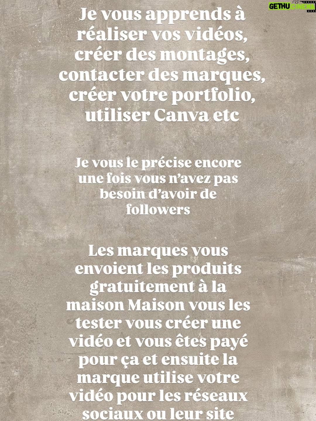 Anaïs Camizuli - 1.7K Likes - ✨ Hello les filles ! ✨
Vous avez été nombreuses à me poser des questions sur ma formation, et aujourd’hui j’ai envie de vous expliquer en détail ce que j’ai mis en place pour vous aider à réellement avancer.

Cela fait longtemps que je vous en parle en story, mais jamais en post… alors c’est le moment !

• Ma formation UGC est accessible pour seulement 27 € et dure trois semaines. Pendant tout ce temps, je suis avec vous, pas à pas. Je ne vous laisse jamais seules — je vous accompagne, je vous motive et je vous pousse à aller au bout.

Je suis tellement fière de tout ce que j’ai accompli, mais encore plus fière de toutes celles qui ont suivi la formation et qui ont déjà obtenu leurs premiers résultats. Vous avez une force incroyable, et je veux que vous en preniez conscience. 🤍

📌 Le lien d’inscription est dans ma bio Instagram ou en story.
J’ai hâte qu’on commence ensemble, vraiment.

Pour toute question, vous pouvez m’écrire à : contact@anaiscamizuli.fr

Chaque jour, je suis présente pour vous guider, vous booster et vous conseiller avec sincérité. Merci à toutes celles qui me font confiance depuis le début. Si vous saviez comme je suis fière de vous… 🤍

⚠️ Les places partent vite : je limite volontairement à 300 participantes pour trois semaines afin de pouvoir vous accompagner correctement et que chacune en tire le maximum.

Je vous attends les filles. On va faire un vrai travail ensemble, et je vous promets que vous serez fières de ce que vous allez accomplir. 🤍

(Collaboration pour moi-même) 

Aujourd’hui, mon objectif est simple : vous aider à réussir, à obtenir des revenus supplémentaires grâce à vos créations, à reprendre confiance et à kiffer votre vie. Vous le méritez tellement.

Et rien ni personne ne me fera douter de ce que je construis depuis le début avec vous. ✨