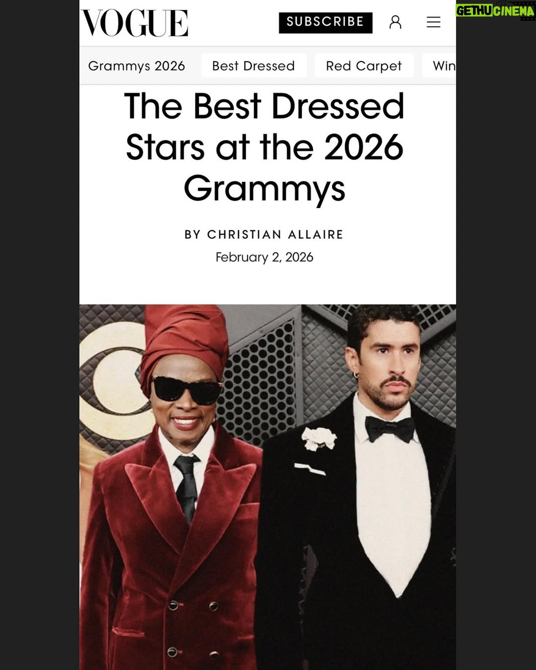Angélique Kidjo - 10.2K Likes - 🙏🏾🩷 Thank you @pharrell for designing this beautiful suit for me🩷🙏🏾
@voguemagazine @louisvuitton @badbunnypr @grammys