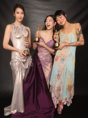 Arden Cho Instagram - What a night!! Thank you so much @hollywoodcreativealliance for The Best Voiceover Award for Rumi 💜 KPDH also won Best Animation and Best Song! 3 for 3! So much love all night and felt like a Queen in this special custom gown @waltercollection created for me (inspired by Rumi) SO many people mentioned the beading was like Rumi’s patterns… thank you Walter, you’re the best! So good to see Dylan and thank you @lisa_hiser for capturing that cute moment haha 🤣 no tea 🍵 just catching up!! Congrats to both of us! What a journey it’s been for us all. Swipe to the end for a bunch more snaps and of course a puppy. Don’t miss the puppy!!!