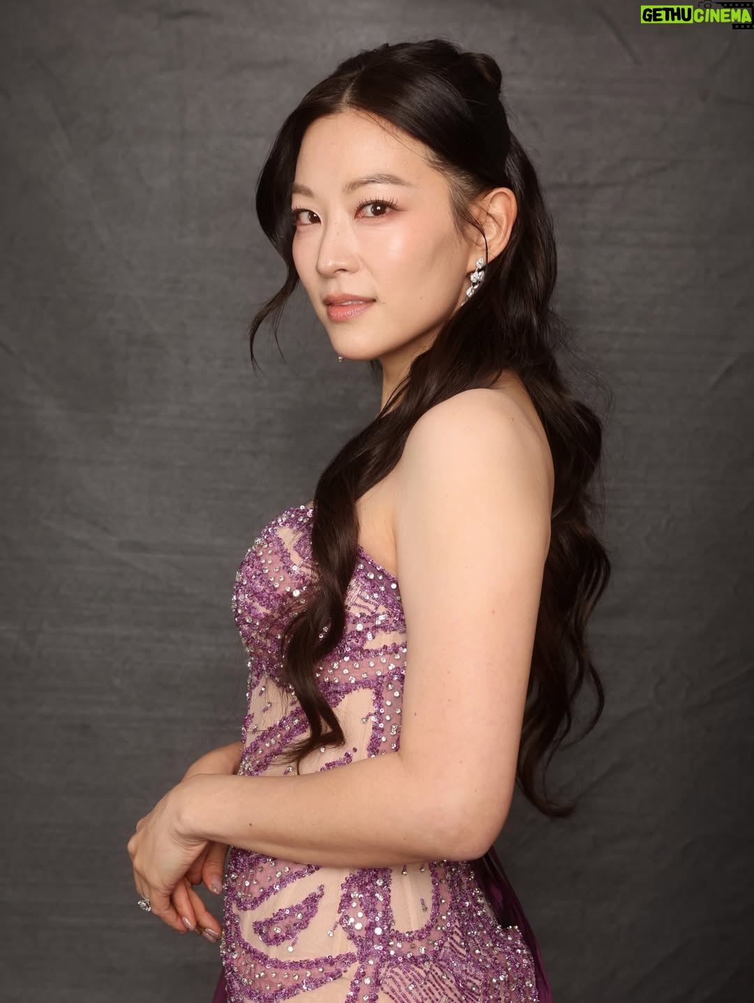 Arden Cho - 182.7K Likes - What a night!! Thank you so much @hollywoodcreativealliance for The Best Voiceover Award for Rumi 💜 KPDH also won Best Animation and Best Song! 3 for 3! So much love all night and felt like a Queen in this special custom gown @waltercollection created for me (inspired by Rumi) SO many people mentioned the beading was like Rumi’s patterns… thank you Walter, you’re the best! So good to see Dylan and thank you @lisa_hiser for capturing that cute moment haha 🤣 no tea 🍵 just catching up!! Congrats to both of us! What a journey it’s been for us all. Swipe to the end for a bunch more snaps and of course a puppy. Don’t miss the puppy!!!
