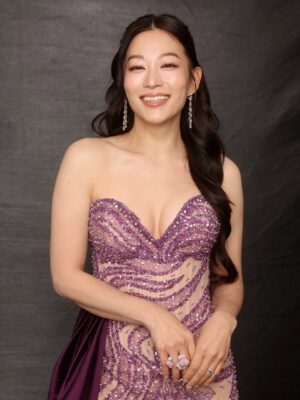 Arden Cho Instagram - What a night!! Thank you so much @hollywoodcreativealliance for The Best Voiceover Award for Rumi 💜 KPDH also won Best Animation and Best Song! 3 for 3! So much love all night and felt like a Queen in this special custom gown @waltercollection created for me (inspired by Rumi) SO many people mentioned the beading was like Rumi’s patterns… thank you Walter, you’re the best! So good to see Dylan and thank you @lisa_hiser for capturing that cute moment haha 🤣 no tea 🍵 just catching up!! Congrats to both of us! What a journey it’s been for us all. Swipe to the end for a bunch more snaps and of course a puppy. Don’t miss the puppy!!!