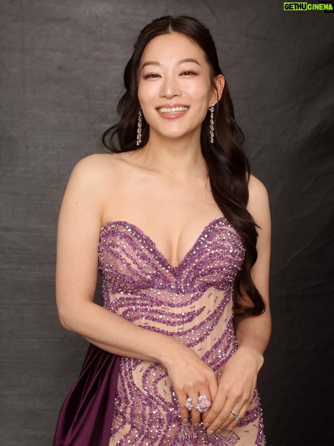 Arden Cho - 182.7K Likes - What a night!! Thank you so much @hollywoodcreativealliance for The Best Voiceover Award for Rumi 💜 KPDH also won Best Animation and Best Song! 3 for 3! So much love all night and felt like a Queen in this special custom gown @waltercollection created for me (inspired by Rumi) SO many people mentioned the beading was like Rumi’s patterns… thank you Walter, you’re the best! So good to see Dylan and thank you @lisa_hiser for capturing that cute moment haha 🤣 no tea 🍵 just catching up!! Congrats to both of us! What a journey it’s been for us all. Swipe to the end for a bunch more snaps and of course a puppy. Don’t miss the puppy!!!