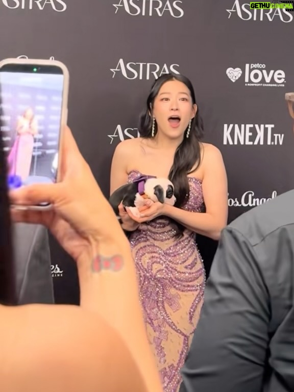 Arden Cho - 182.7K Likes - What a night!! Thank you so much @hollywoodcreativealliance for The Best Voiceover Award for Rumi 💜 KPDH also won Best Animation and Best Song! 3 for 3! So much love all night and felt like a Queen in this special custom gown @waltercollection created for me (inspired by Rumi) SO many people mentioned the beading was like Rumi’s patterns… thank you Walter, you’re the best! So good to see Dylan and thank you @lisa_hiser for capturing that cute moment haha 🤣 no tea 🍵 just catching up!! Congrats to both of us! What a journey it’s been for us all. Swipe to the end for a bunch more snaps and of course a puppy. Don’t miss the puppy!!!