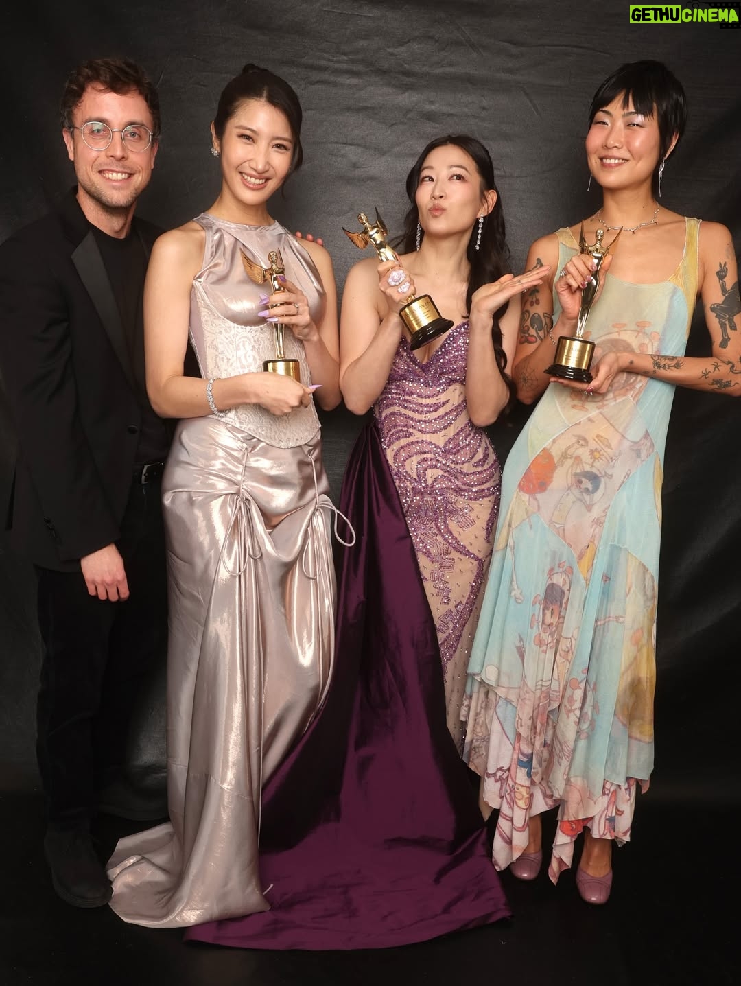 Arden Cho - 182.7K Likes - What a night!! Thank you so much @hollywoodcreativealliance for The Best Voiceover Award for Rumi 💜 KPDH also won Best Animation and Best Song! 3 for 3! So much love all night and felt like a Queen in this special custom gown @waltercollection created for me (inspired by Rumi) SO many people mentioned the beading was like Rumi’s patterns… thank you Walter, you’re the best! So good to see Dylan and thank you @lisa_hiser for capturing that cute moment haha 🤣 no tea 🍵 just catching up!! Congrats to both of us! What a journey it’s been for us all. Swipe to the end for a bunch more snaps and of course a puppy. Don’t miss the puppy!!!