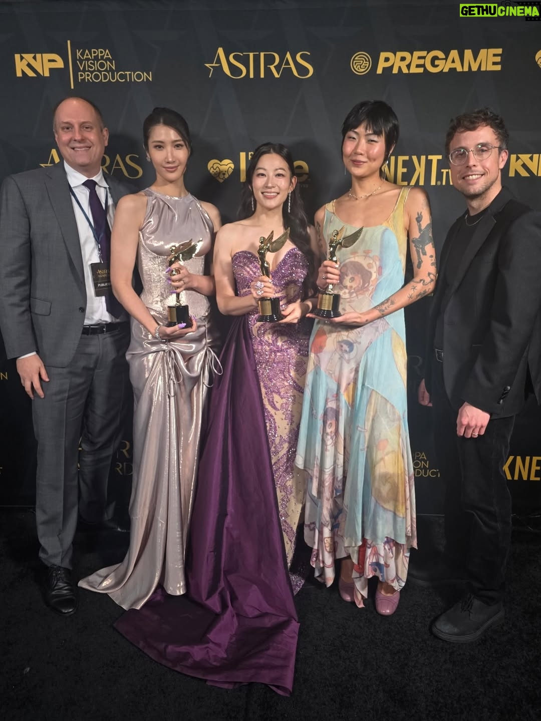 Arden Cho - 182.7K Likes - What a night!! Thank you so much @hollywoodcreativealliance for The Best Voiceover Award for Rumi 💜 KPDH also won Best Animation and Best Song! 3 for 3! So much love all night and felt like a Queen in this special custom gown @waltercollection created for me (inspired by Rumi) SO many people mentioned the beading was like Rumi’s patterns… thank you Walter, you’re the best! So good to see Dylan and thank you @lisa_hiser for capturing that cute moment haha 🤣 no tea 🍵 just catching up!! Congrats to both of us! What a journey it’s been for us all. Swipe to the end for a bunch more snaps and of course a puppy. Don’t miss the puppy!!!