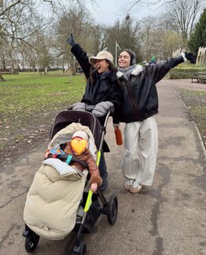 Ashley Park Instagram - auntie ash reporting for duty 🫡🥰🇬🇧 
quality cuddles and fish pies @lilyjcollins @charliemcdowell