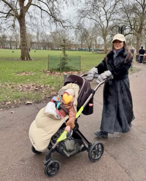 Ashley Park Instagram - auntie ash reporting for duty 🫡🥰🇬🇧 
quality cuddles and fish pies @lilyjcollins @charliemcdowell