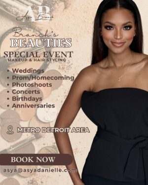 Asya Branch Instagram - ✨Detroit, it’s time to glow! ✨

I’m now booking hair & makeup appointments across the Metro Detroit area for all special occasions — weddings, birthdays, anniversaries, prom, homecoming, concerts & more.

Soft glam, full glam, elegant updos, or sleek styles — whatever the vibe, I’ve got you covered. 💋

Email to book! Tell your friends!