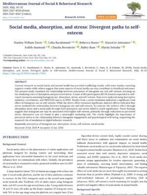 Bailey Bass Instagram - PUBLISHED!! My first research paper!!
🤍Social Media, Absorption, and Stress: Divergent Paths to Self-Esteem🤍
Thank you to Dr.Barahmand and Columbia University for this opportunity. 
Link in bio to read it :)

———

Started studying psychology at Columbia University in fall 2024 simply because it spoke to me more than any other major. A month later, I fell in love with research and begged Dr.Barahmand to let me join her research group. Today, I am a published researcher🤭 #tearingup