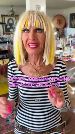 Betsey Johnson Instagram - I had the honor of visiting the legendary @betseyjohnson @iambetseyjohnson at her Malibu home. We chatted about aging and fashion, and she even did her iconic splits. I have loved Betsey since I was a little kid. I left our visit even more in awe of her energy, wisdom, and creative spirit. Check out Betsey’s exiting immersive pop up event in NYC from March 27-29th at 131 Greene Street. #advancedstyle #betseyjohnson