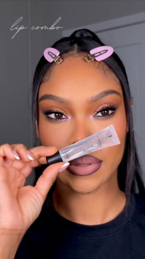 Brianna Giscombe Instagram - I’ve been loving extra glossy lips lately 💋 full look coming shortly. 
Products used : 
@maccosmetics root for me lip liner 
@maccosmetics clear lip glass 
@anastasiabeverlyhills lip velvet in peachy nude