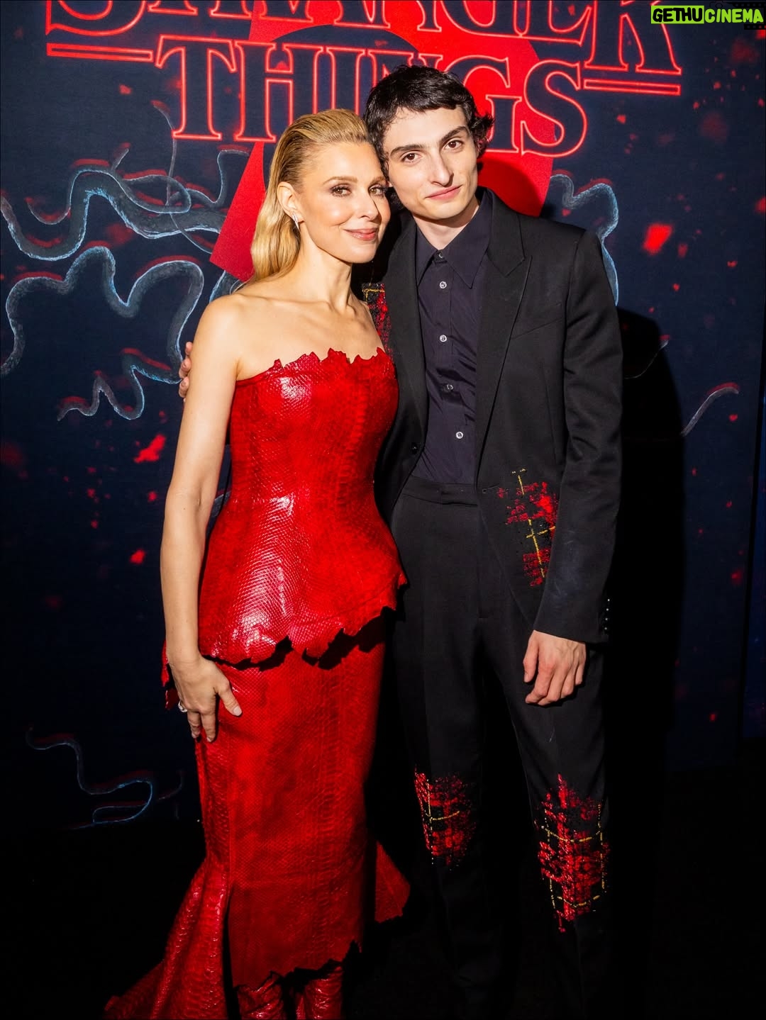 Cara Buono - 574.3K Likes - Last night in the Upside Down. With my best date, my girl. 

Thank you @ashistudio for creating this custom work of art for me, a piece that felt as extraordinary as the night itself. 

@strangerthingstv #strangerthings