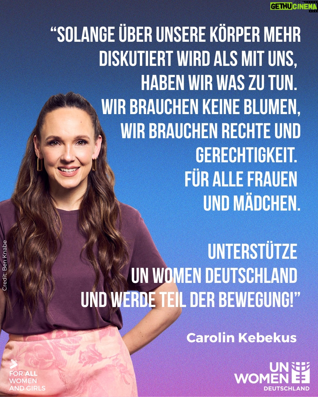Carolin Kebekus - 16.3K Likes - 💜 Heute ist der Internationale Frauentag. Ich will keine Blumen oder schönen Worte – gemeinsam mit UN Women Deutschland fordere ich gleiche Rechte und Gerechtigkeit für alle Frauen und Mädchen!

📣 Werdet auch ihr aktiv: Seid laut und sichtbar, geht heute und zum Frauenstreik morgen auf die Straßen, spendet für die Arbeit von UN Women Deutschland!

🌐 Alle Infos auf Linktree