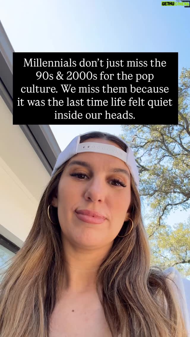 Christy Carlson Romano - 45.6K Likes - Millennials miss the time before our brains became home offices for stress, comparison, bad news, logistics, bills, texts, school forms, group chats, etc.

Of course we miss the pop culture, but I think what we’re really grieving is the death of mental quiet.

The ability to just be somewhere without also being everywhere else at once. 

And I don’t think millennials are “too nostalgic.”

I think we remember what it felt like to have an inner life that wasn’t being constantly hijacked.

Or maybe I’m just being too dramatic?