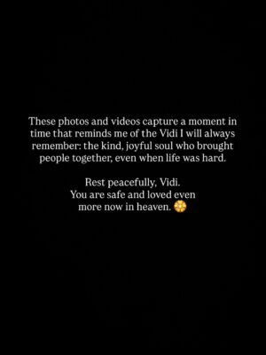 Cinta Laura Kiehl Instagram - Vidi,

I will never forget my 20th birthday with you, staying up until sunrise, laughing the whole night away. You were always the life of the party, the one who could make any room feel lighter just by being there.

When I came home to Indonesia during summers in college, we always found time to meet. Those quiet catch-ups over sincere meals are memories I’ll never forget. Moments that weren’t shared online, moments that allowed us to simply be present. 

Somewhere along the way, life took us in different directions. I don’t really know when or why that happened. But even as you grew and changed over the years, one thing about you never did: your kindness. The way you loved people so openly. Seeing how many people are mourning you now doesn’t surprise me at all, you were deeply loved. 🤍

I’m sorry I wasn’t around more, but please know that I always admired you. I really struggled to choose what images captured you. In the end I chose photos and videos from this particular night because they reflected the Vidi I’ll always remember: the kind, joyful soul who brought people together, even when life was hard.

Rest peacefully, Vidi. 🕊️
You are safe and loved even more now in heaven.