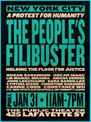 Constance Wu Instagram - JUST ADDED TO TODAY’S FILIBUSTER: Susan Sarandon, Oscar Isaac, Carrie Coon, Shoshana Bean, Public Works community members, and more join Lin-Manuel Miranda, Ariana DeBose, John Leguizamo, Sara Bareilles, and over 55 artists, elected officials, and community leaders for THE PEOPLE’S FILIBUSTER: A PROTEST FOR HUMANITY.
 
This public, eight-hour artistic demonstration stands in solidarity with the people of Minnesota and all those across the nation protesting state-sanctioned violence and abuses of power and organizing for the safety, dignity, and human rights of all. Join us on the steps of The Public Theater TODAY (Jan 31), 11AM–7PM!
 
Together, we hold the floor for justice. #PeoplesFilibusterNYC
 
This free public event will also be livestreamed at ThePublic.NYC/Filibuster