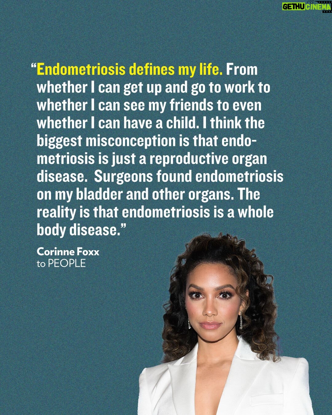 Corinne Foxx - 25.5K Likes - Endometriosis affects 1 in 10 women, is a leading cause of infertility, and has no cure—yet it remains widely underdiagnosed. The Endometriosis Foundation of America (@endofound) is one organization working to spread awareness and change lives for the better.

In honor of Endometriosis Awareness Month, we’re sharing powerful stories from women living with this disease.