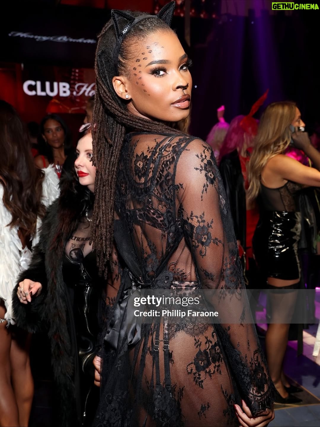 Courtney Randolph - 1.2K Likes - Luxury looks better after dark 🥂✨

Thank you @blkpr for the invitation to the annual Honey Birdette x @playboy Halloween soirée — sophistication with a touch of seduction.

Wearing the Addison 3-piece set and Love Lace Robe by @honeybirdette 🐆