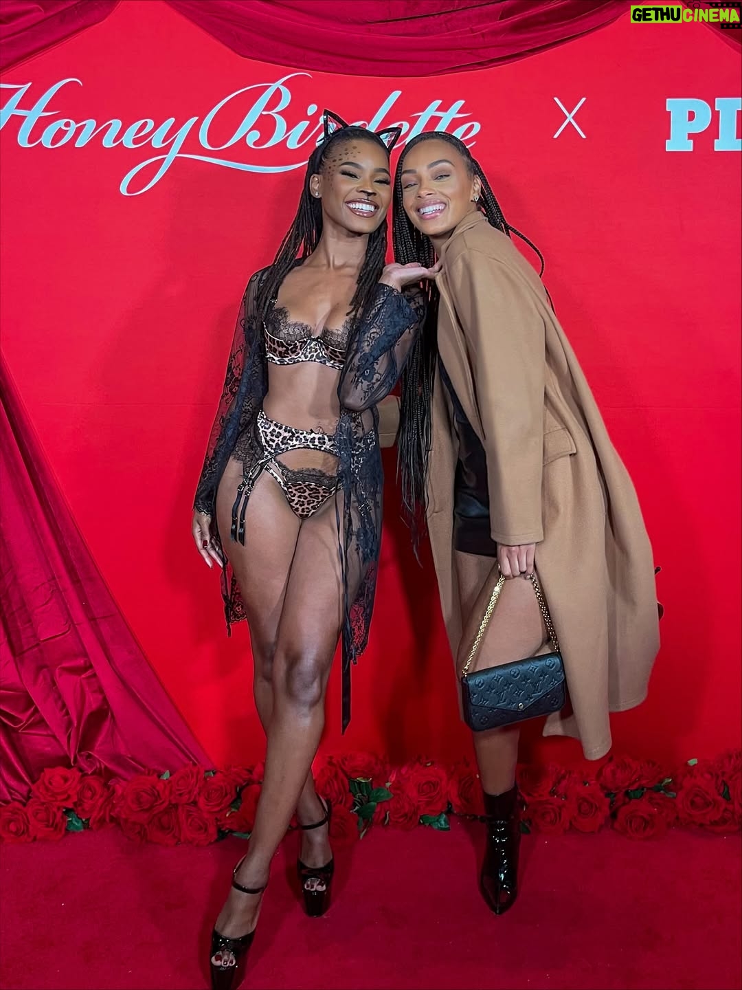 Courtney Randolph - 1.2K Likes - Luxury looks better after dark 🥂✨

Thank you @blkpr for the invitation to the annual Honey Birdette x @playboy Halloween soirée — sophistication with a touch of seduction.

Wearing the Addison 3-piece set and Love Lace Robe by @honeybirdette 🐆