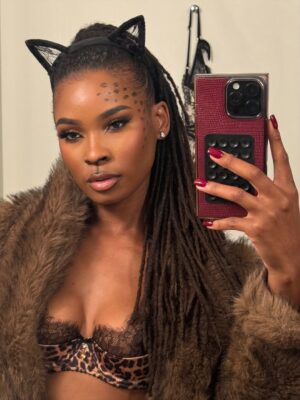 Courtney Randolph Instagram - Luxury looks better after dark 🥂✨
Thank you @blkpr for the invitation to the annual Honey Birdette x @playboy Halloween soirée — sophistication with a touch of seduction.
Wearing the Addison 3-piece set and Love Lace Robe by @honeybirdette 🐆