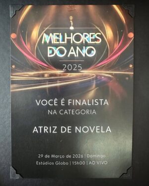 Débora Bloch Instagram - Chegou aqui em casa uma caixa muito elegante. E, como Odete, eu tenho certo apreço por coisas de bom gosto. Rs
Dentro dela: uma indicação ao Melhores do Ano 2026 ✨ na categoria Atriz de Novela.

Fiquei muito feliz e honrada com esse reconhecimento. Obrigada @tvglobo e obrigada pelo carinho de quem acompanha e torce pelo meu trabalho.

Aliás, acharia de muito bom tom que votassem em mim.
O link está aqui e no @gshow. 💛

https://gshow.globo.com/tv/domingao-com-huck/melhores-do-ano/2025/votacao/melhores-do-ano-vote-na-categoria-atriz-de-novela-RGKGT83X7C.ghtml