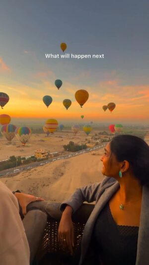 Dharshini Sambathkumar Instagram - Wear headphones to experience my life experience🎧🥹 Sometimes you don’t need a NEW LIFE, you need a higher view 🪽
Hot air balloon ride: 📍Luxor, Egypt
.
.
#motivation #trip