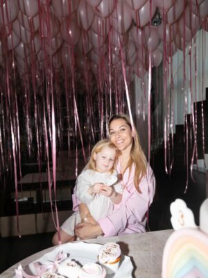 Dominika Cibulková Instagram - Morning birthday surprise for our sunshine who turned 3 🤍🦄 NN is 3 ✨It only takes 330 balloons to make them surprised after all 🤪😮💨 #babygirl #ninanavara