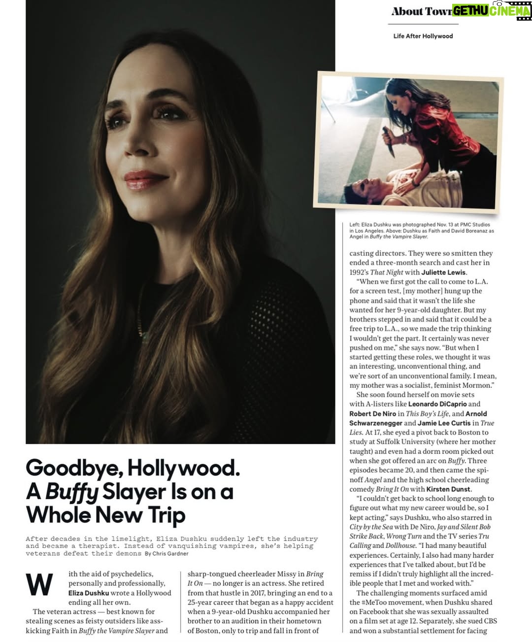 Eliza Dushku - 54.1K Likes - Honored to share this piece from The Hollywood Reporter written by Chris Gardner (@christophergardner), exploring our conversation around my new life/career, psychedelic-assisted therapies, mental health, and the powerful storytelling at the heart of our incredible documentary @inwavesandwar ~ NOW STREAMING on @netflix.

Chris, thank you for the time, depth, and care you brought to this story. I deeply honor the work you’ve done -and continue to do- changing your own life, and today sharing stories of hope, change, and healing. We will meet again 🙏

Grateful to the incredible team behind this shoot and story:
Photographer: Mark Griffin Champion (@markgriffinchampion)
Visual Media Director: Ash Barhamand (@ash_mack)
Artistic & Fashion Director: Alison Edmond (@edmondalison)
Creative Director: Ada Guerin (@guerin_ad)
PR: @viewpointPR
Clothes: Lana Bilzerian (@lana.bilzerian)
Hair: Gilbert Muniz (@hairbygilbert)
Makeup: Tamah Krinsky (@tamah_krinsky)

Thank you, @hollywoodreporter

And, as always, my @peterpalandjian

https://www.hollywoodreporter.com/news/general-news/buffy-the-vampire-slayer-eliza-dushku-what-shes-doing-now-1236439611/