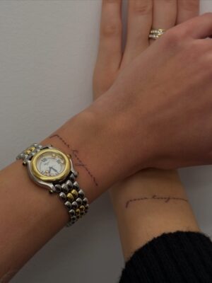 Elys Hutchinson Instagram - A very special tattoo for our very special maman, “pour toujours” in every letter mum writes to us she says I love you forever & ever. Given my mums health we wanted her on our wrist to look at every day which puts a smile on my face & gives me strength. Thank you @thelondonsocial for marking us forever and to @likemiketattoo for such a beautiful tattoo 🤍