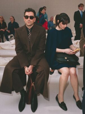 Emily Hampshire Instagram - I think this photographer ( @moeez ) managed to capture David & Stevie @celine fall/winter 2026/27 show. And then emily and Dan took a selfie. #MichaelRider #CELINE #CELINEHiver2026